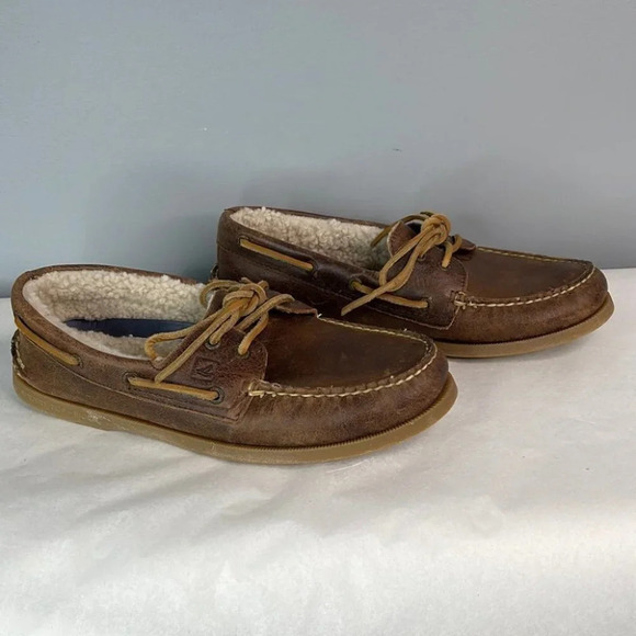 SPERRY Sherpa Lined Mens Top-Sider Boat Shoes Nutmeg Leather Nautical 9.5 - Picture 12 of 12